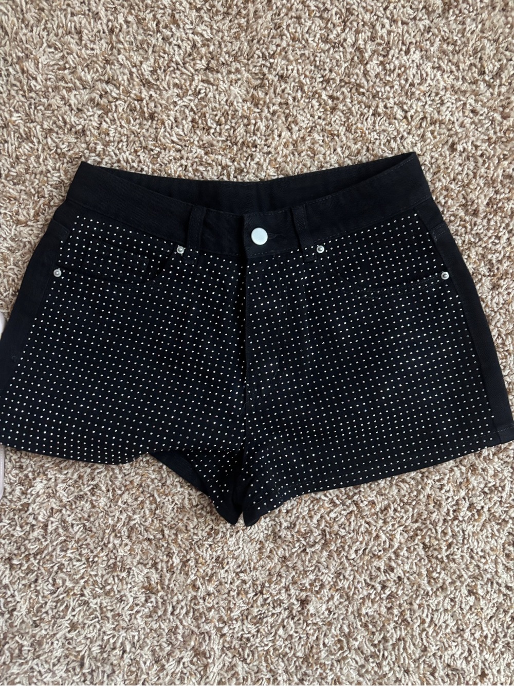 SHEIN Black Studded Jean Shorts